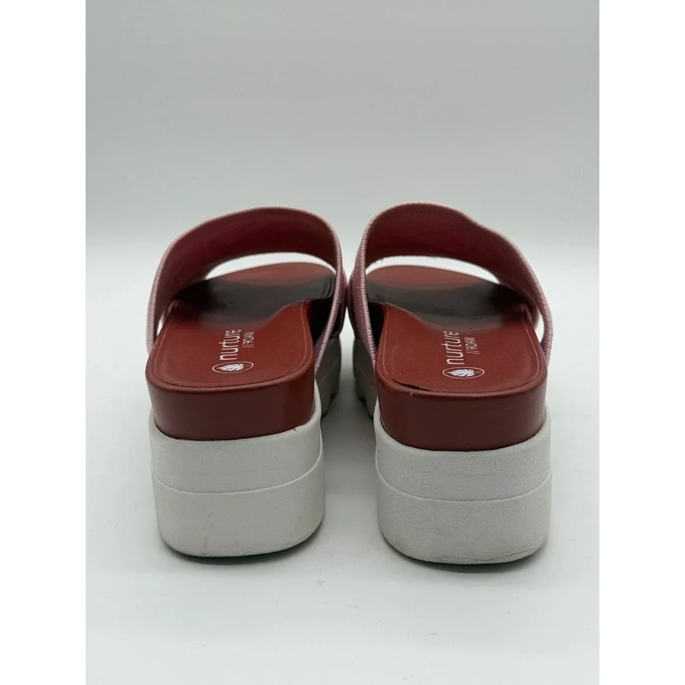 Nurture ROAM Pink Quilted Knit Platform‎ Slide Sandals Womens 8.5